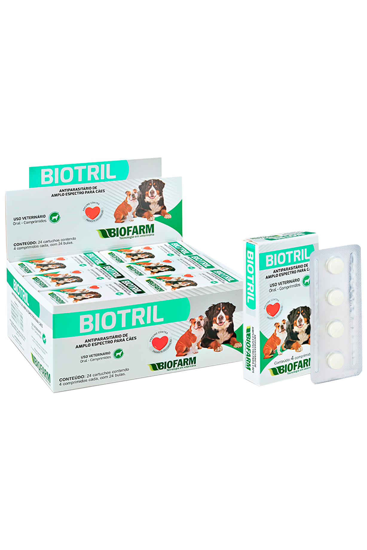 ANTIPARASITÁRIO DE AMPLO ESPECTRO PARA CÃES BIOTRIL 4 COMPRIMIDOS - BIOFARM