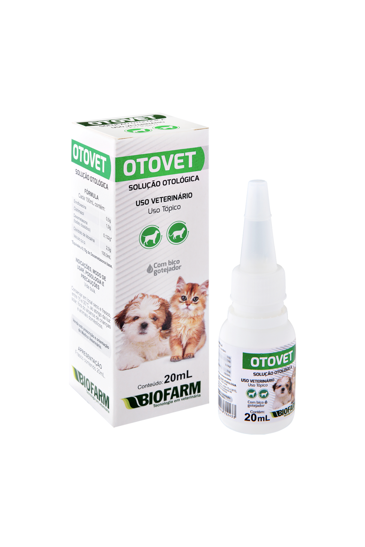 SOLUÇÃO OTOLÓGICA OTOVET PARA CÃES E GATOS 20ML - BIOFARM 