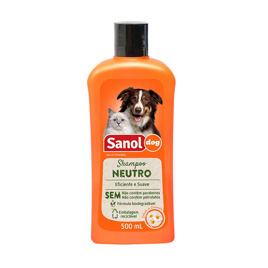 SHAMPOO NEUTRO PARA CÃES E GATOS 500ML - SANOL DOG