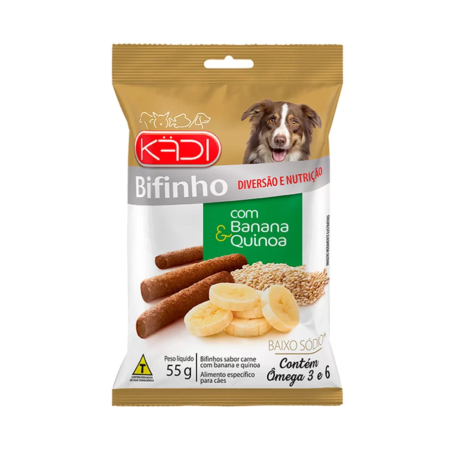 SNACK PARA CÃES BIFINHO KADI SABOR BANANA E QUINOA 55G - KADI