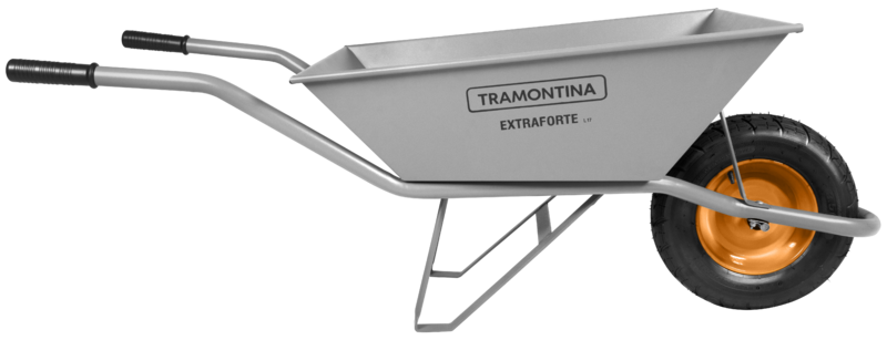 CARRINHO DE MÃO EXTRAFORTE TRAMONTINA COM CAÇAMBA EXTRAFORTE METÁLICA CINZA 65L, BRAÇO METÁLICO E PNEU COM CÂMARA - 77714435