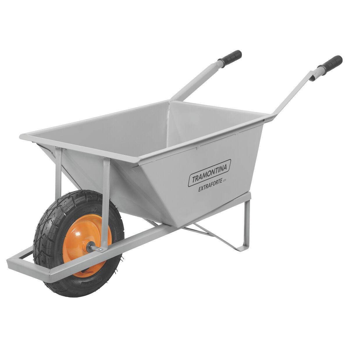 CARRINHO DE MÃO EXTRAFORTE TRAMONTINA COM CAÇAMBA REFORÇADA METÁLICA CINZA 80 L, BRAÇO METÁLICO E PNEU COM CÂMARA - 77719445