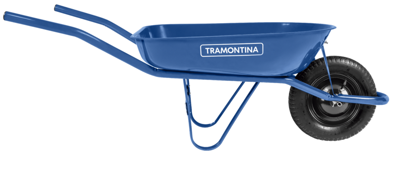 CARRINHO DE MÃO TRAMONTINA COM CAÇAMBA RASA METÁLICA AZUL 50L, BRAÇO METÁLICO E PNEU COM CÂMARA - 77704432