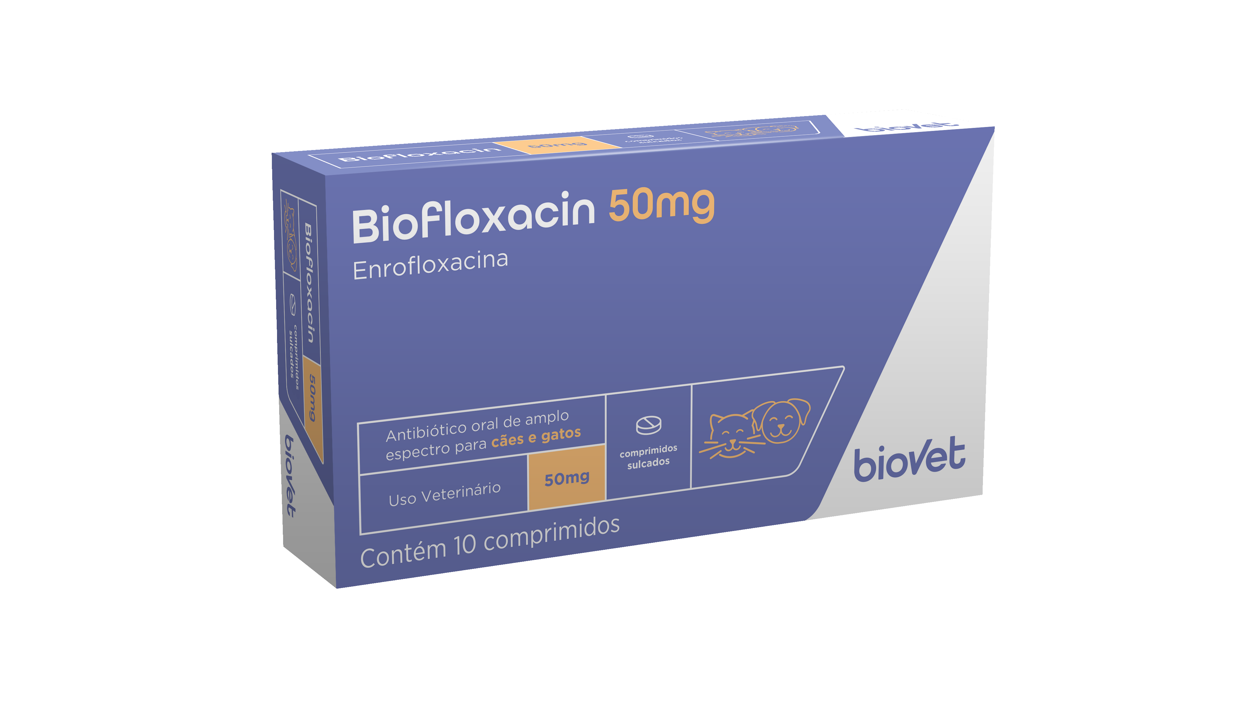 ANTIBIÓTICO BIOFLOXACIN 50MG PARA CÃES E GATOS INDIVIDUAL 10 COMPRIMIDOS - BIOVET