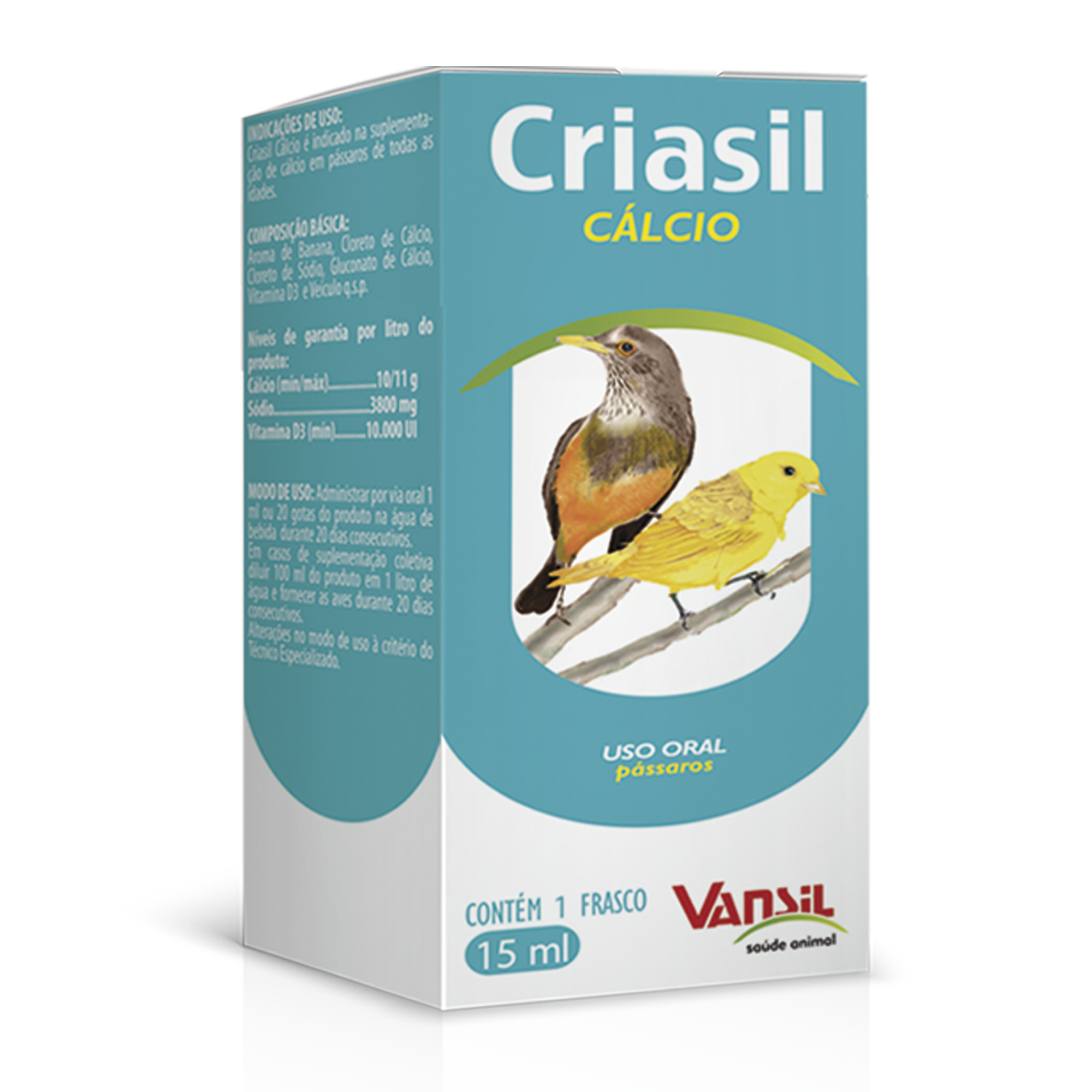 SUPLEMENTO MINERAL E VITAMÍNICO CRIASIL CÁLCIO 15ML - VANSIL