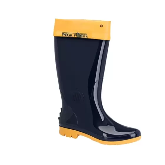 BOTA GALOCHA PVC PEGA FORTE CANO LONGO AJUSTÁVEL AZUL E AMARELO N°39 - GRENDENE