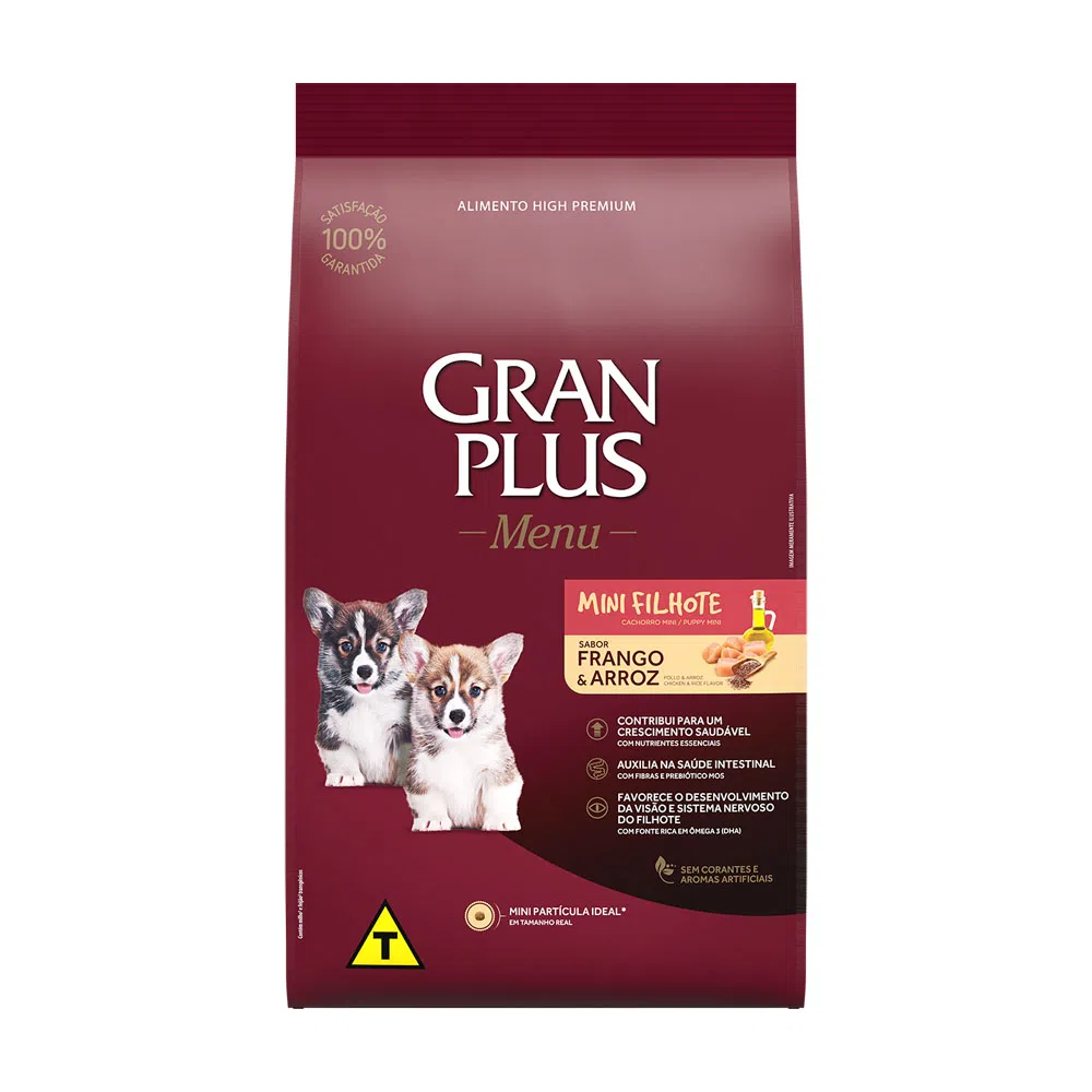 RAÇÃO GRANPLUS MENU CÃO FILHOTE MINI FRANGO E ARROZ 10,1KG