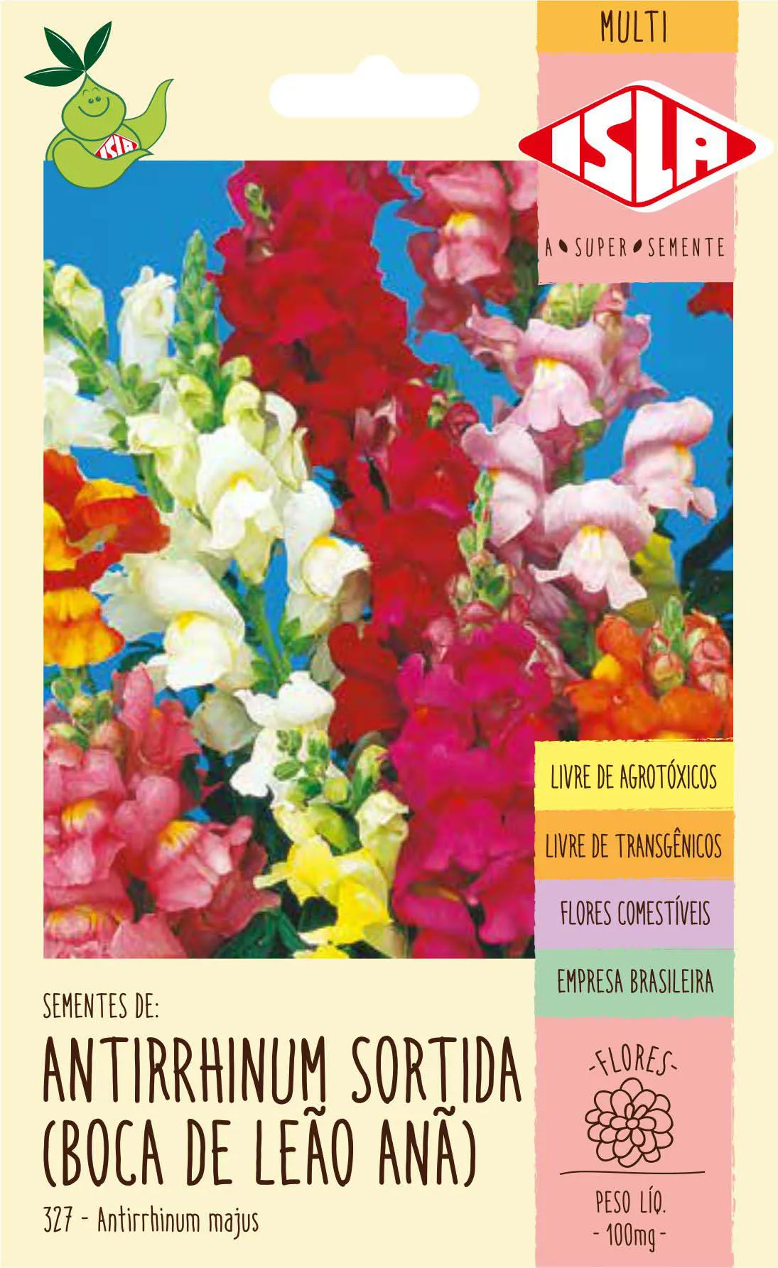 SEMENTE DE FLOR ANTIRRHINUM BOCA DE LEÃO ANÃ SORTIDA 100MG - ISLA