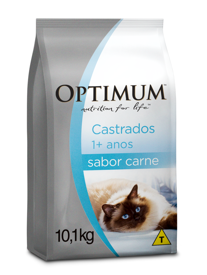 RAÇÃO OPTIMUM PARA GATOS ADULTOS CASTRADOS 1+ ANOS CARNE 10,1KG