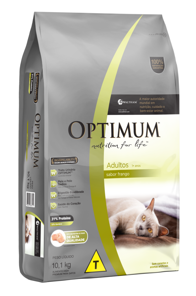 RAÇÃO OPTIMUM PARA GATOS ADULTOS 1+ ANOS FRANGO 10,1KG