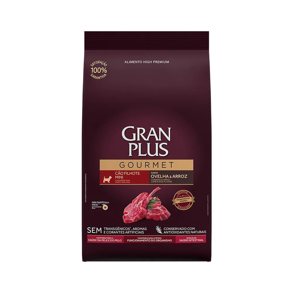 RAÇÃO GRANPLUS GOURMET CÃO ADULTO MINI OVELHA E ARROZ 1KG