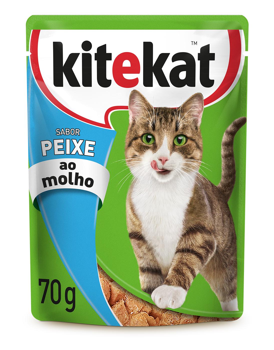 RAÇÃO ÚMIDA KITEKAT SACHÊ PEIXE AO MOLHO PARA GATOS ADULTOS 70G