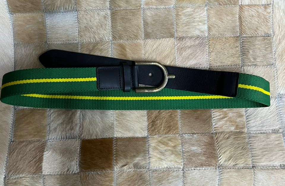 CINTO ELÁSTICO INSTEP VERDE E AMARELO 90CM - KAUANA