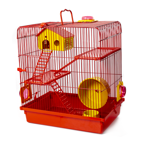 GAIOLA PARA HAMSTER SUPER LUXO 3 ANDARES - VERMELHA