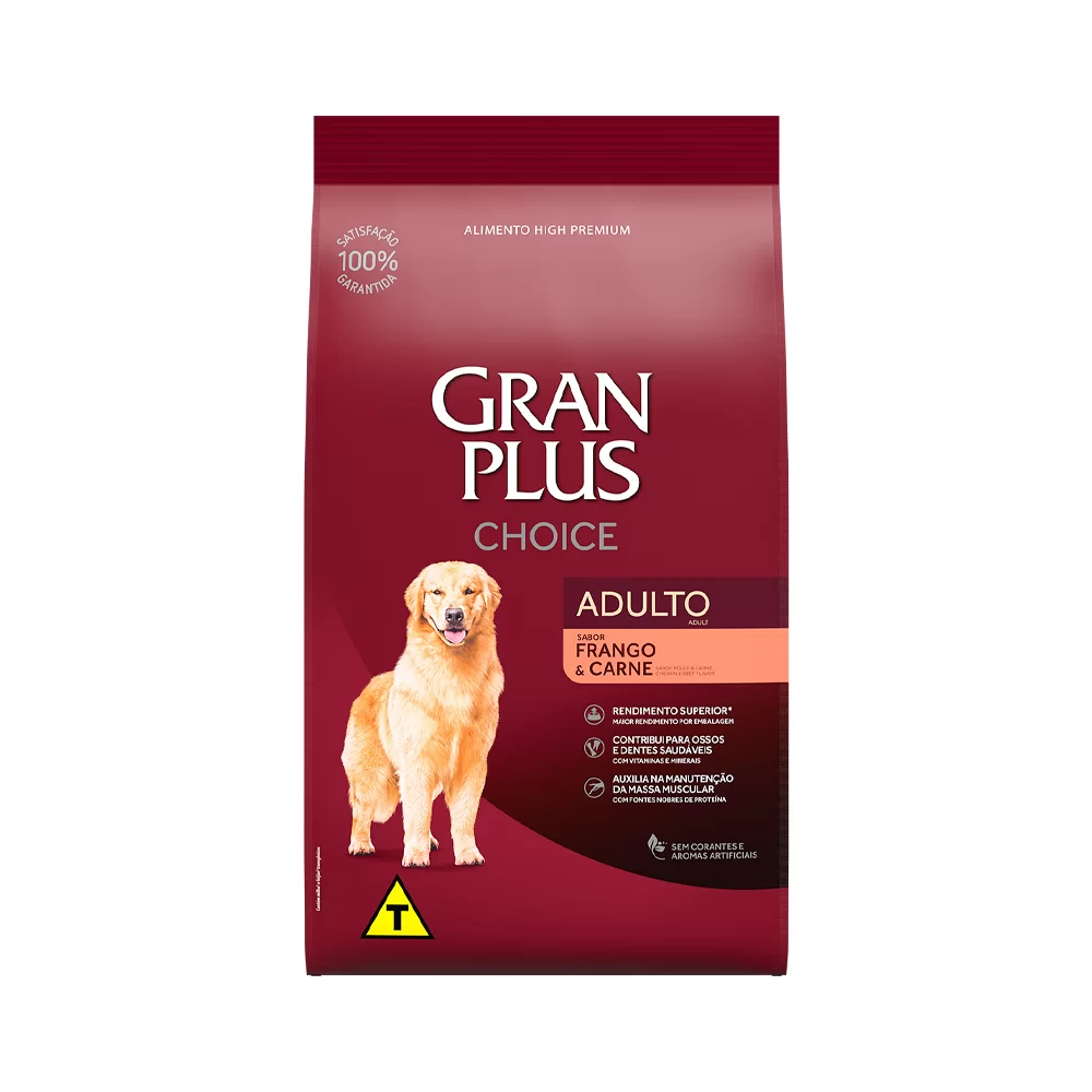 RAÇÃO GRANPLUS CHOICE CÃO ADULTO FRANGO E CARNE 10,1KG