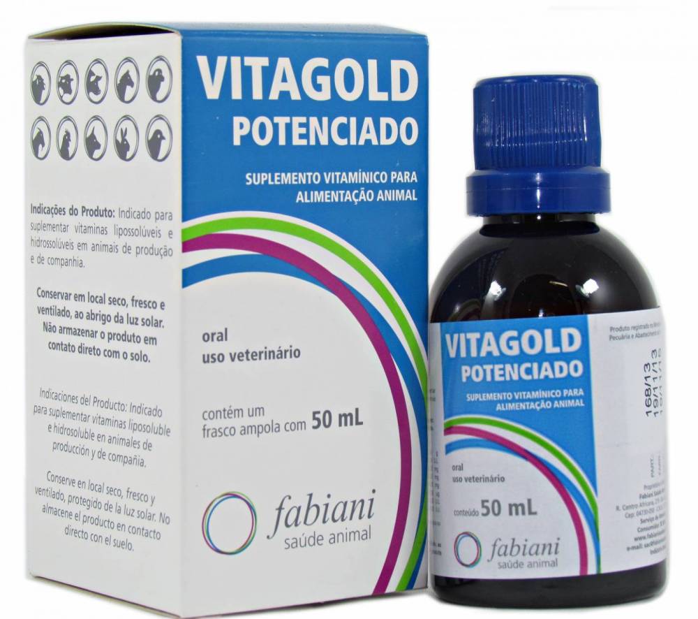 SUPLEMENTO VITAMÍNICO PARA ALIMENTAÇÃO ANIMAL VITAGOLD POTENCIADO 50ML - FABIANI