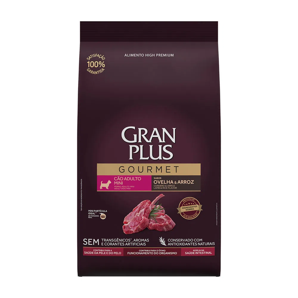 RAÇÃO GRANPLUS GOURMET CÃO ADULTO MINI OVELHA E ARROZ 15KG