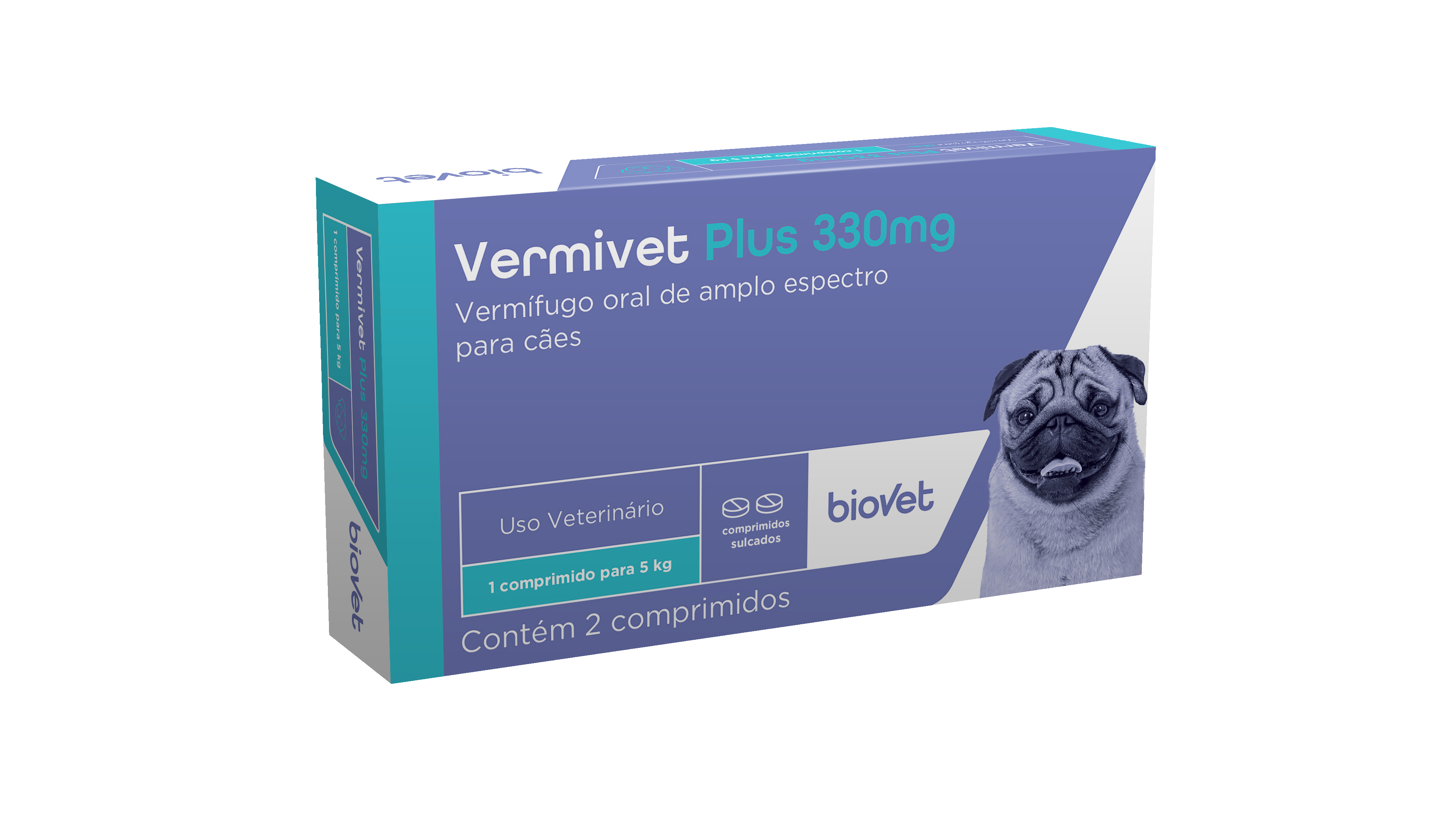 VERMÍFUGO ORAL VERMIVET PLUS PARA CÃES 330MG 2 COMPRIMIDOS - BIOVET