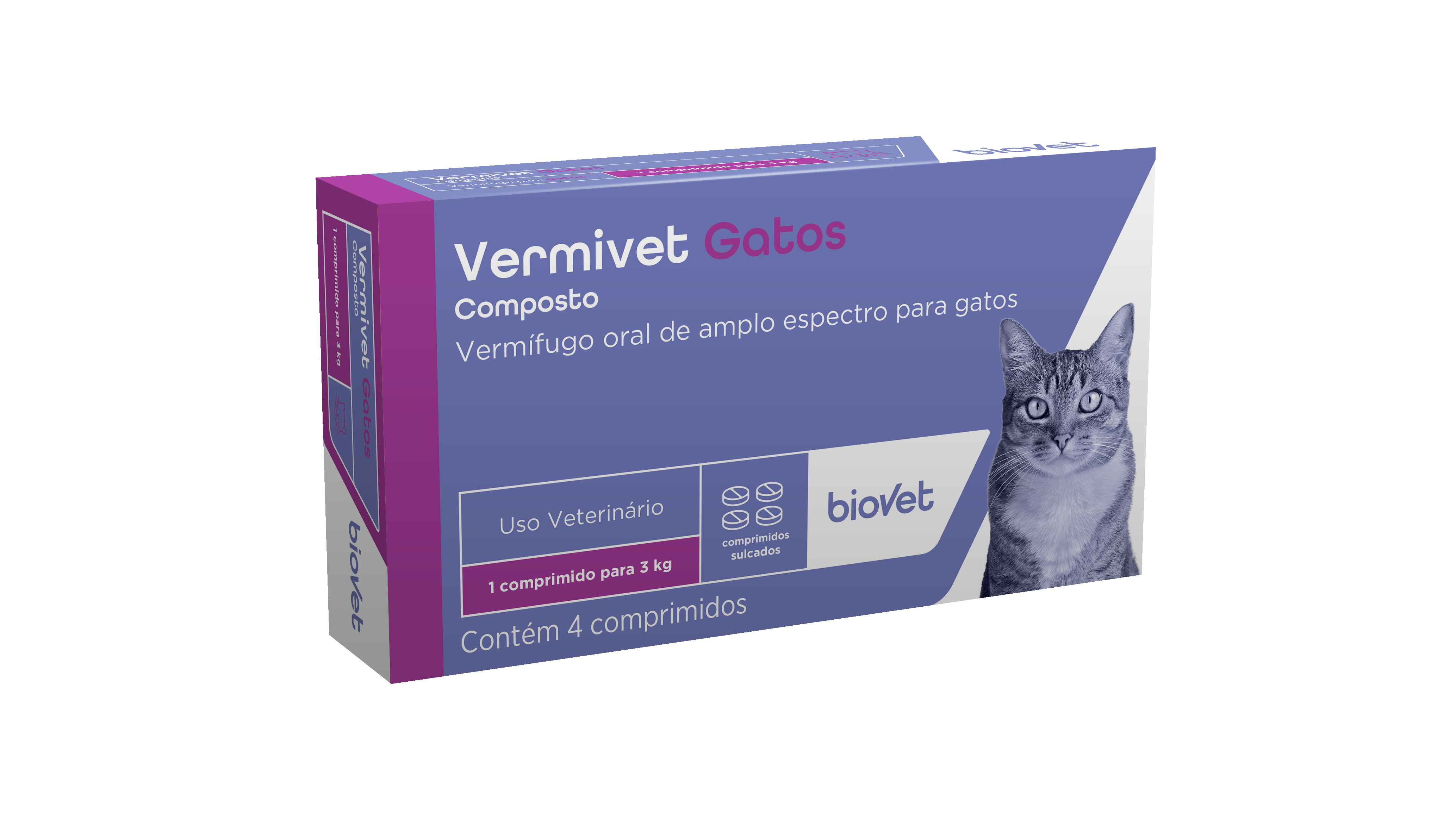 VERMÍFUGO VERMIVET PARA GATOS COMPOSTO 4 COMPRIMIDOS BIOVET