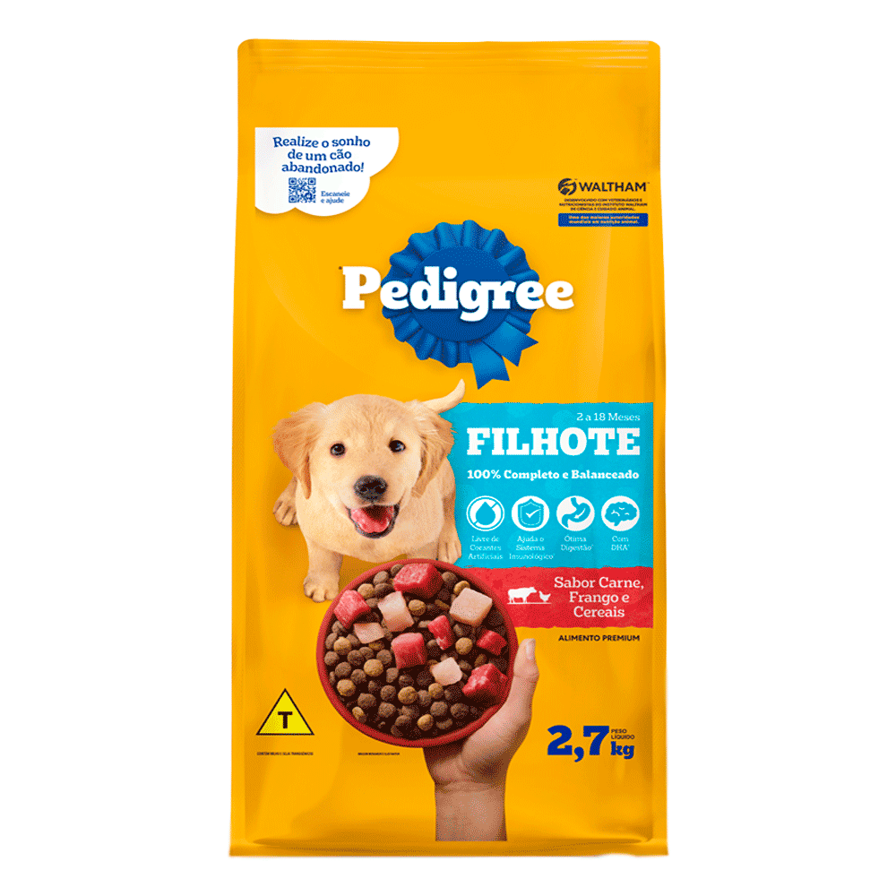 RAÇÃO PEDIGREE CARNE FRANGO E CEREAIS CÃES FILHOTES 2,7KG