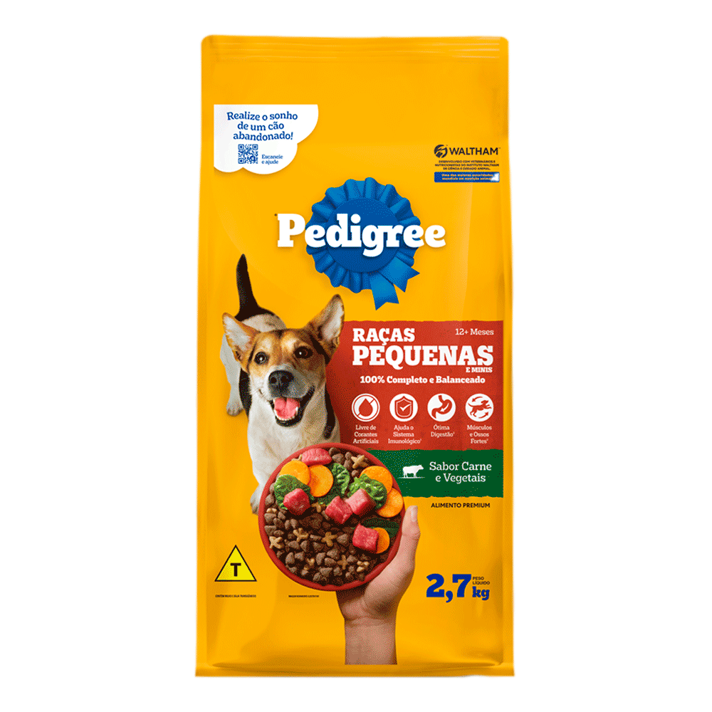 RAÇÃO PEDIGREE CARNE E VEGETAIS CÃES ADULTOS RAÇAS PEQUENAS E MINIS 2,7KG
