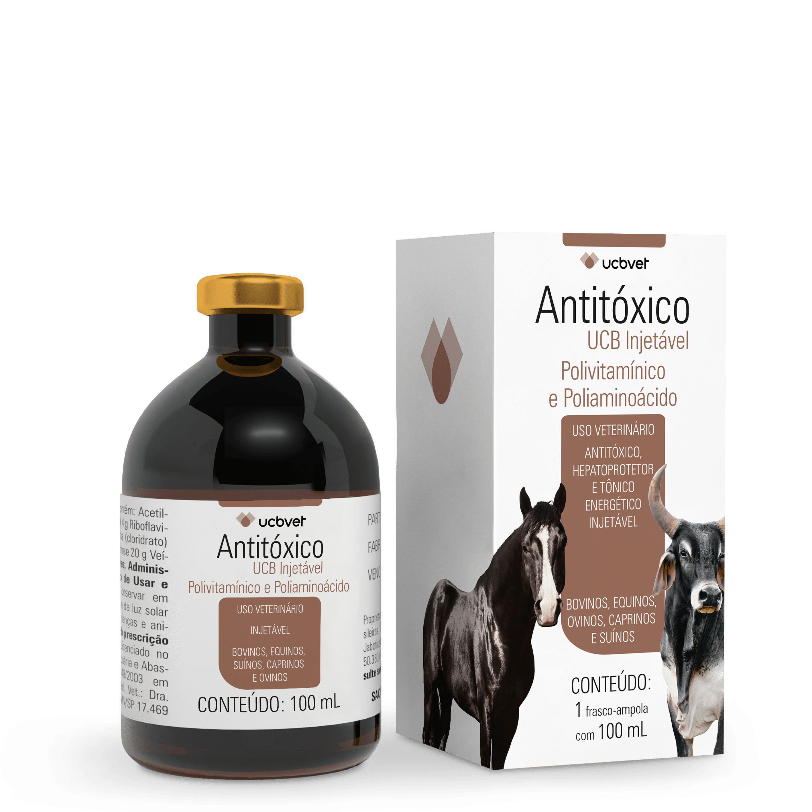 ANTITÓXICO USO INNJETÁVEL PARA BOVINOS E EQUINOS 100ML - UCBVET
