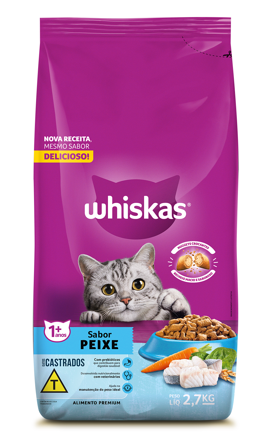 RAÇÃO WHISKAS PEIXE GATOS ADULTOS CASTRADOS 2,7KG