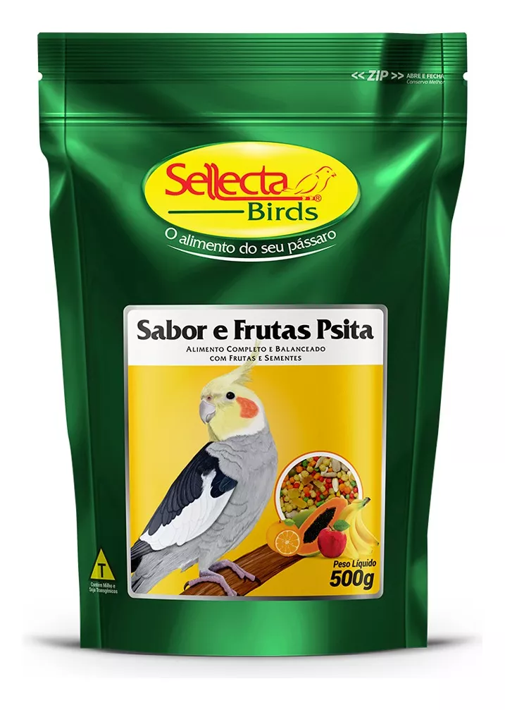 RAÇÃO SABOR E FRUTAS PSITA 500G - SELLECTA