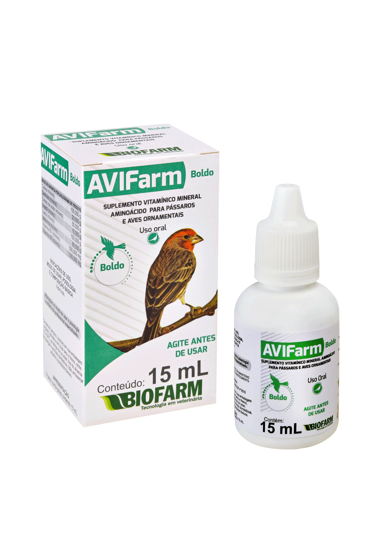 SUPLEMENTO PARA PASSÁROS AVIFARM BOLDO 15ML - BIOFARM