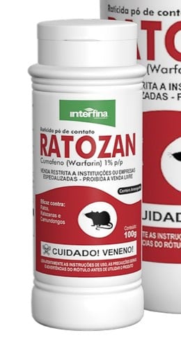 RATICIDA PÓ DE CONTATO RATOZAN COM WARFARIN TALQUEIRA 100G - INTERFINA