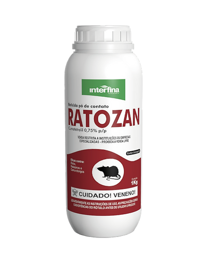 RATICIDA PÓ DE CONTATO RATOZAN COM CUMATETRALIL 1KG - INTERFINA