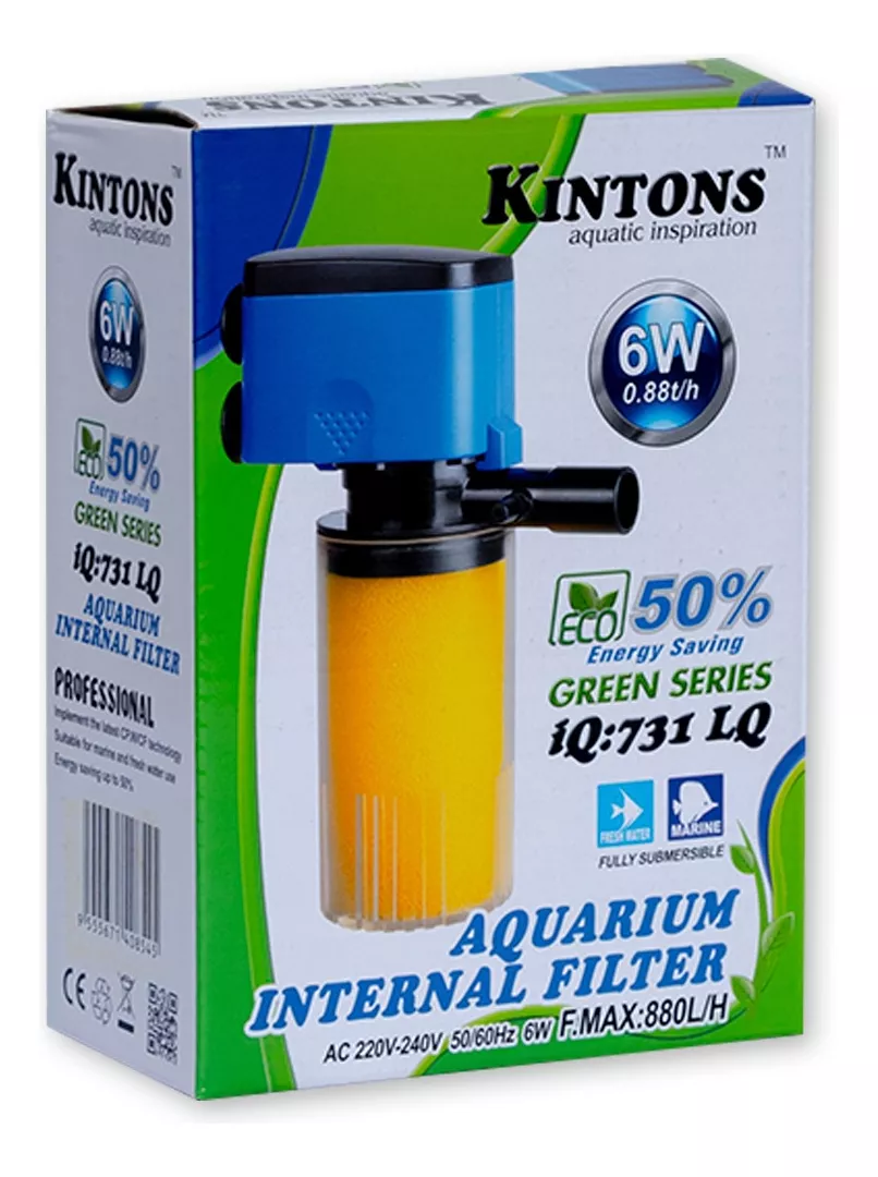 KIT FILTRO INTERNO COM BOMBA SUBMERSA PARA AQUÁRIO IQ-731 880 LITROS POR HORA - KINTONS