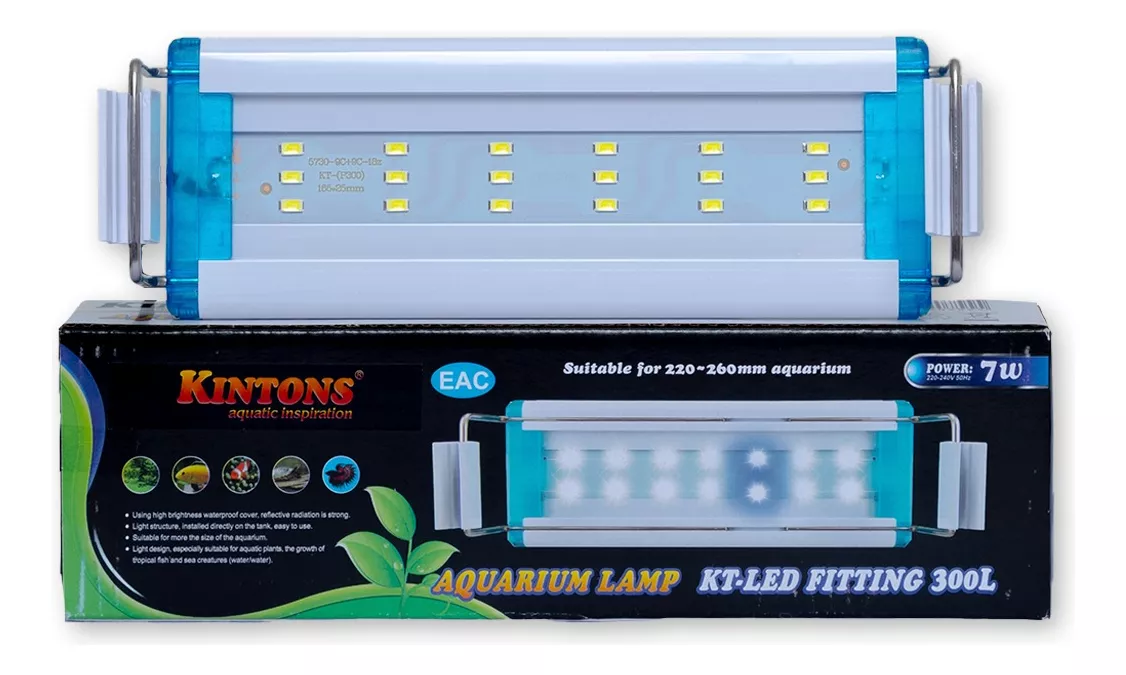 LUMINÁRIA PARA AQUÁRIO LED BRANCO 300L AJUSTÁVEL 20CM À 30CM - KINTONS