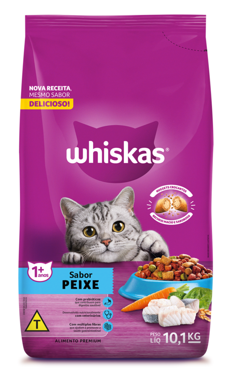 RAÇÃO WHISKAS PEIXE GATOS ADULTOS 10,1KG