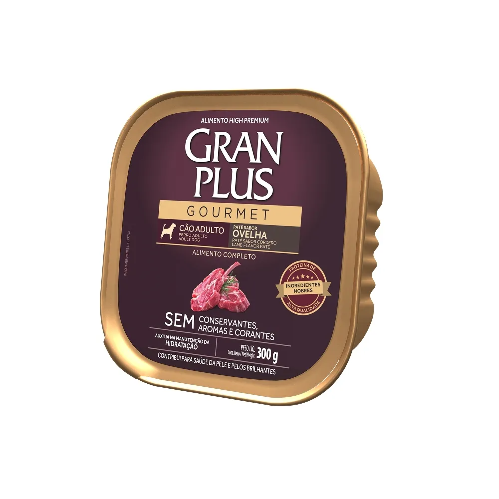 RAÇÃO ÚMIDA PATÊ GRANPLUS GOURMET CÃO ADULTO OVELHA 300G