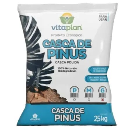 PRODUTO ECOLÓGICO CASCA DE PINUS GRANDE 2,5KG - VITAPLAN