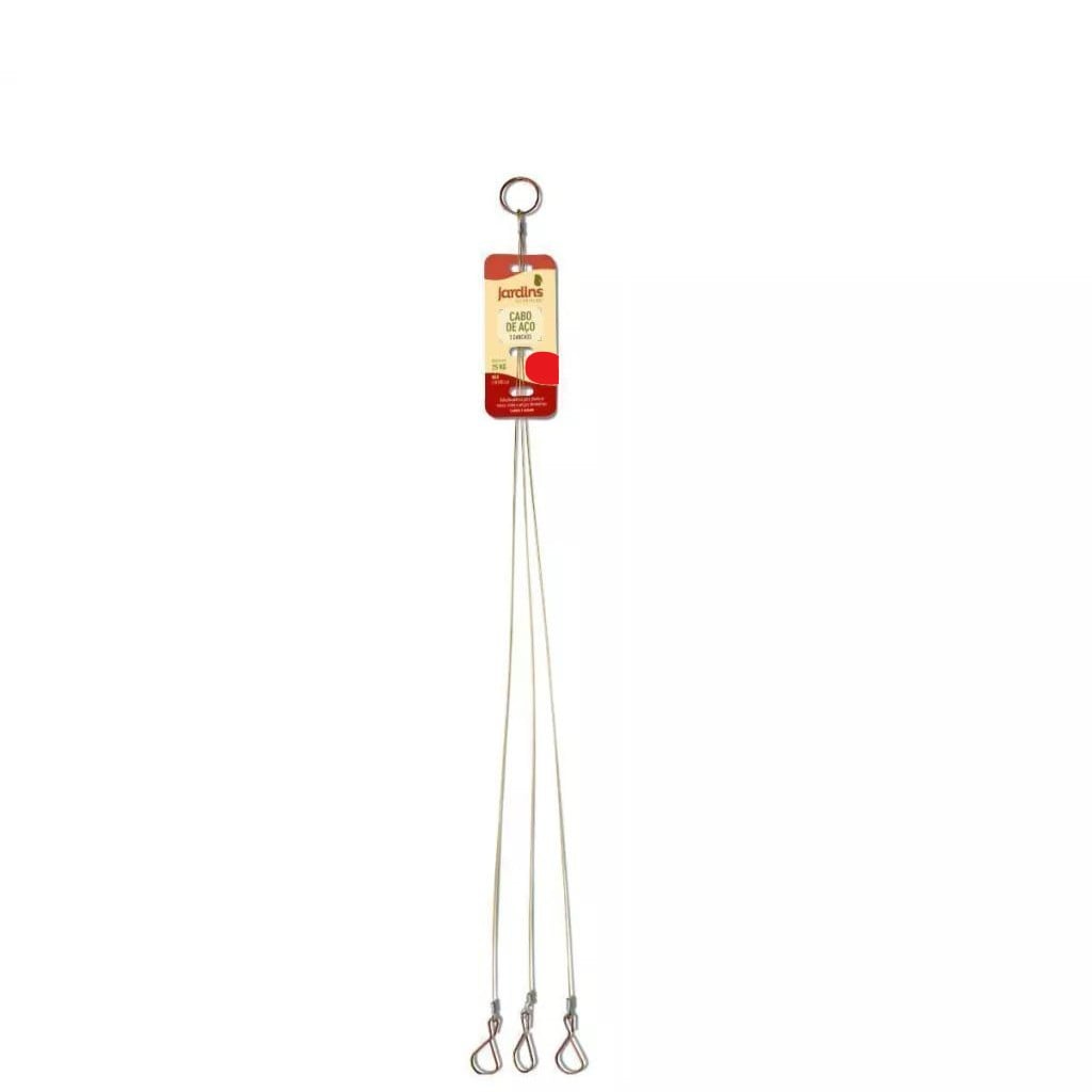 CABO DE AÇO PARA VASOS E CUIAS COM 3 GANCHOS DOURADO 55CM