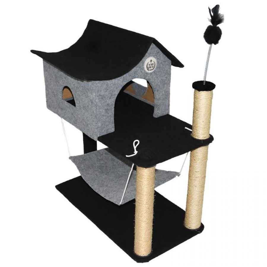 ARRANHADOR PARA GATOS ROOF CARPETE MARROM E BEGE 67X35X74CM
