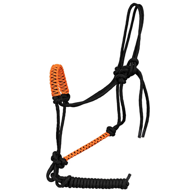 CABRESTO CORDA REGULAREM COM GUIA PRETO E LARANJA NEON 8MM - MREIS