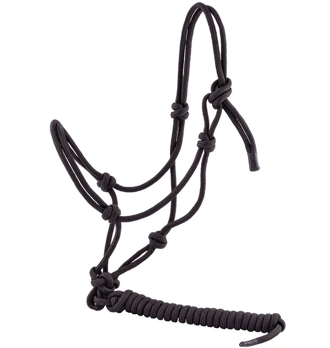 CABRESTO 7 NÓS DE CORDA PARA PÔNEI/MINI HORSE PRETO 6MM - MREIS