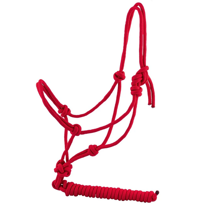CABRESTO 7 NÓS DE CORDA PARA PÔNEI/MINI HORSE VERMELHO 6MM - MREIS