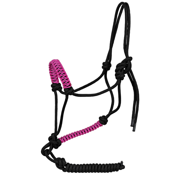 CABRESTO CORDA REGULAREM COM GUIA PRETO E ROSA NEON 8MM - MREIS