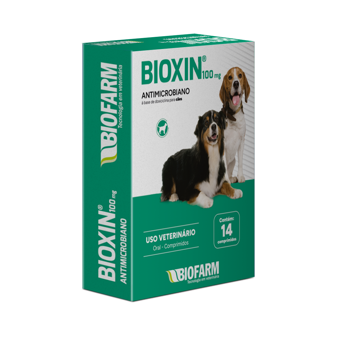 ANTIMICROBIANO DOXICICLINA PARA CÃES E GATOS BIOXIN 100MG 14 COMPRIMIDOS - BIOFARM