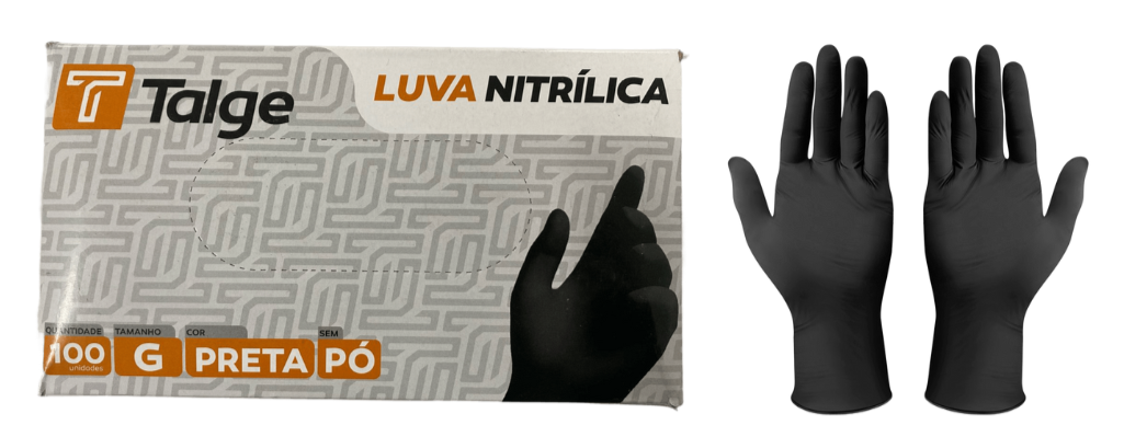 LUVA DE PROCEDIMENTO NITRIL PRETA SEM PÓ G CAIXA COM 100 UNIDADES - GLOBOMEDY