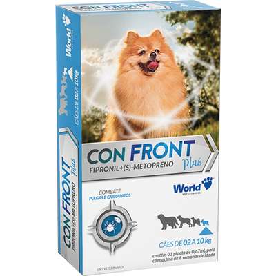ANTI PULGAS E CARRAPATOS COM FIPRONIL CON FRONT PLUS 0,67ML PARA PETS DE 2KG À 10KG - WORLD