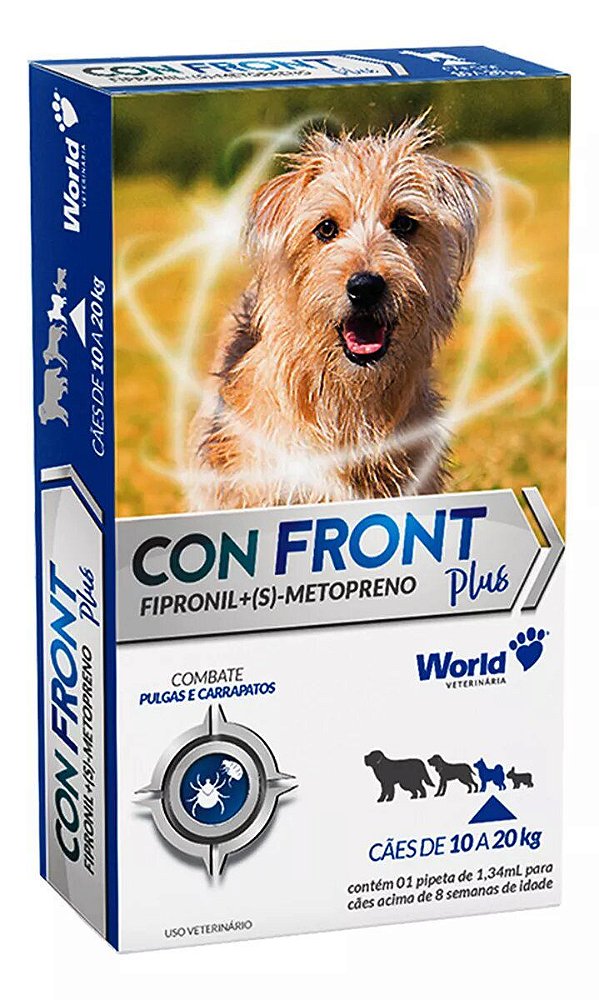 ANTI PULGAS E CARRAPATOS COM FIPRONIL CON FRONT PLUS 1,34ML PARA PETS DE 10KG À 20KG - WORLD