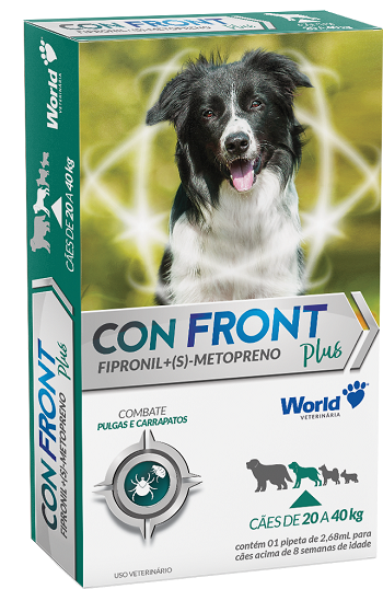 ANTI PULGAS E CARRAPATOS COM FIPRONIL CON FRONT PLUS 2,68ML PARA PETS DE 20KG À 40KG - WORLD