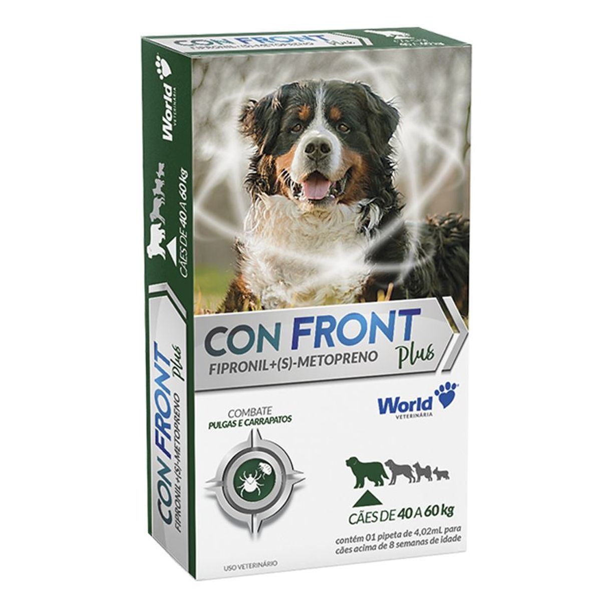 ANTI PULGAS E CARRAPATOS COM FIPRONIL CON FRONT PLUS 4,02ML PARA PETS DE 40KG À 60KG - WORLD