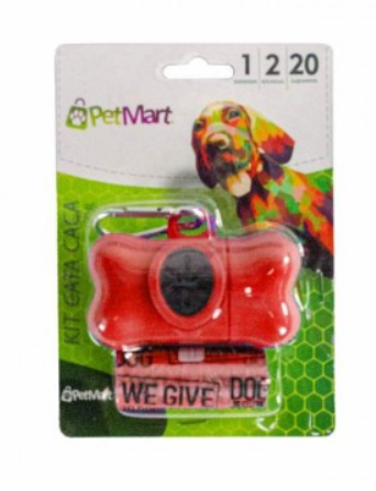 KIT HIGIÊNICO CATA CACA PARA CÃES VERMELHO