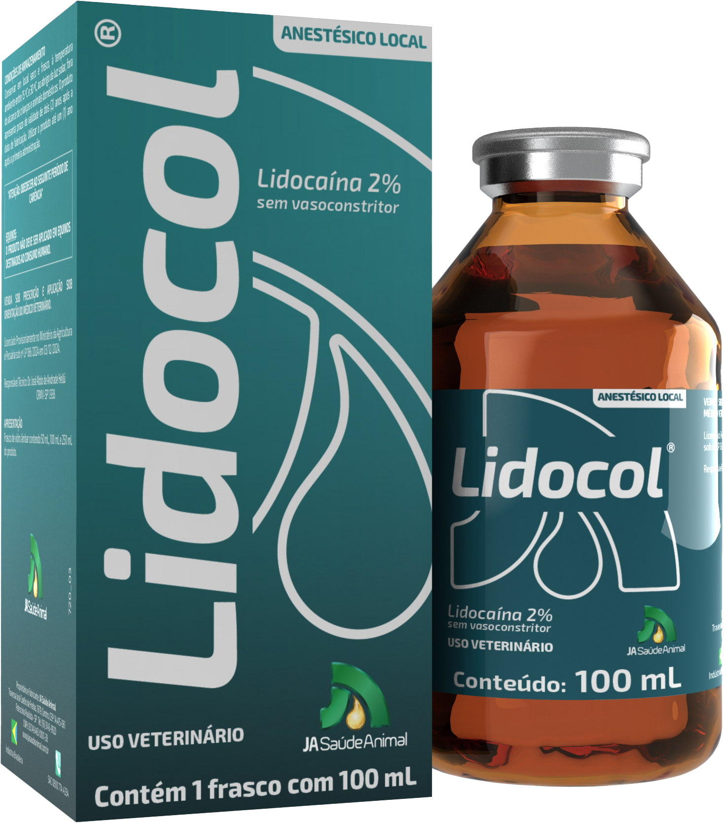 ANESTÉSICO LOCAL COM 2% DE LIDOCAÍNA LIDOCAL 100ML - J.A SAÚDE ANIMAL